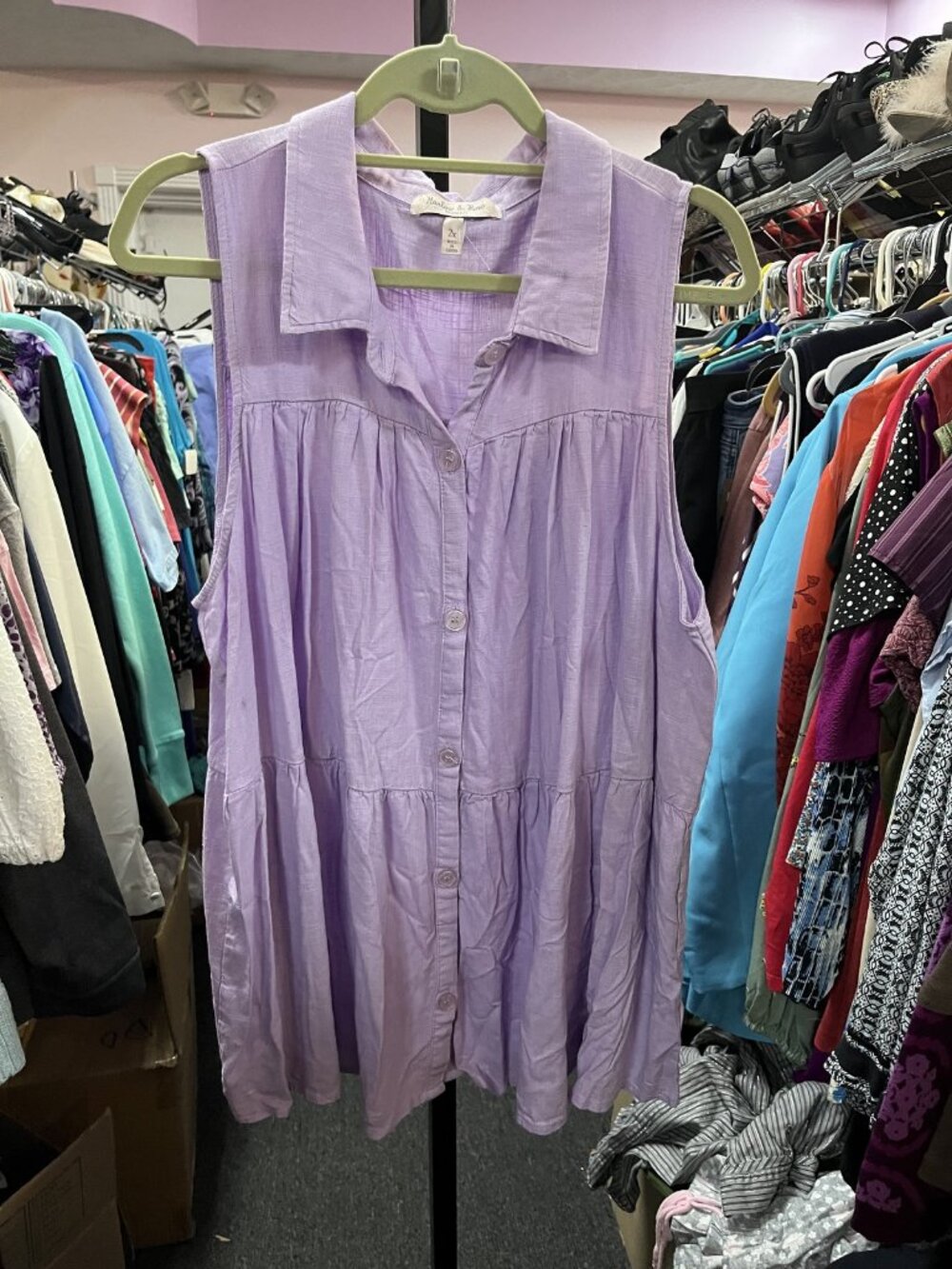 Harlow & Rose Size 2X Harlow & Rose Woman Purple Sleeveless Button-Up Blouse Siz